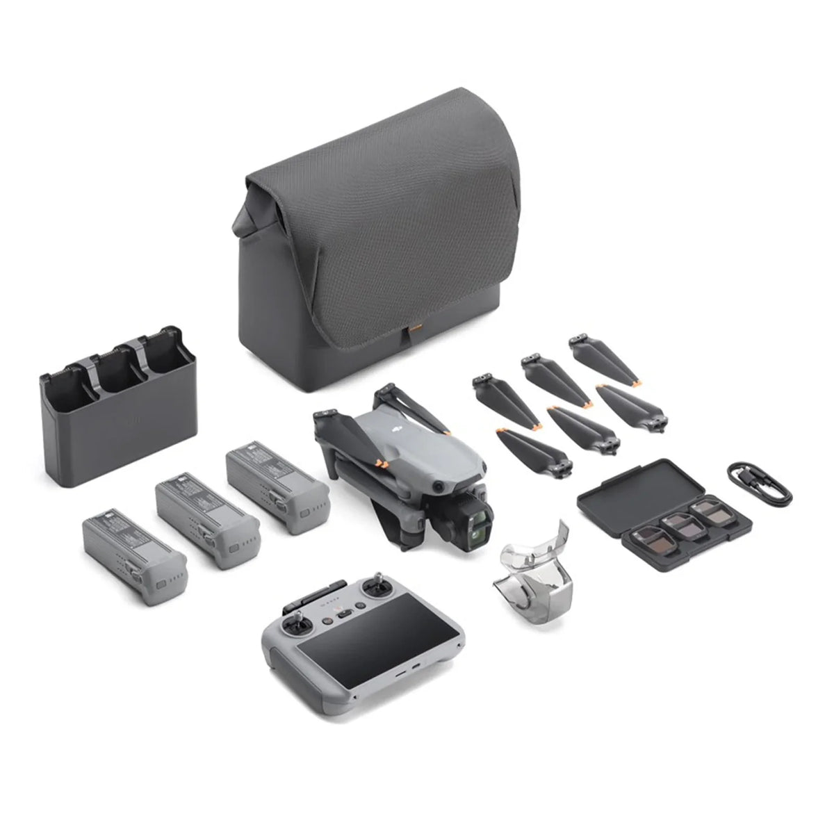 DJI Air 3S drone bundle with included fly more combo RC 2 accessories on white background