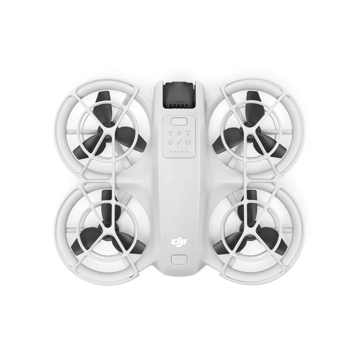 A DJI Neo drone shown at birds-eye view on a white background