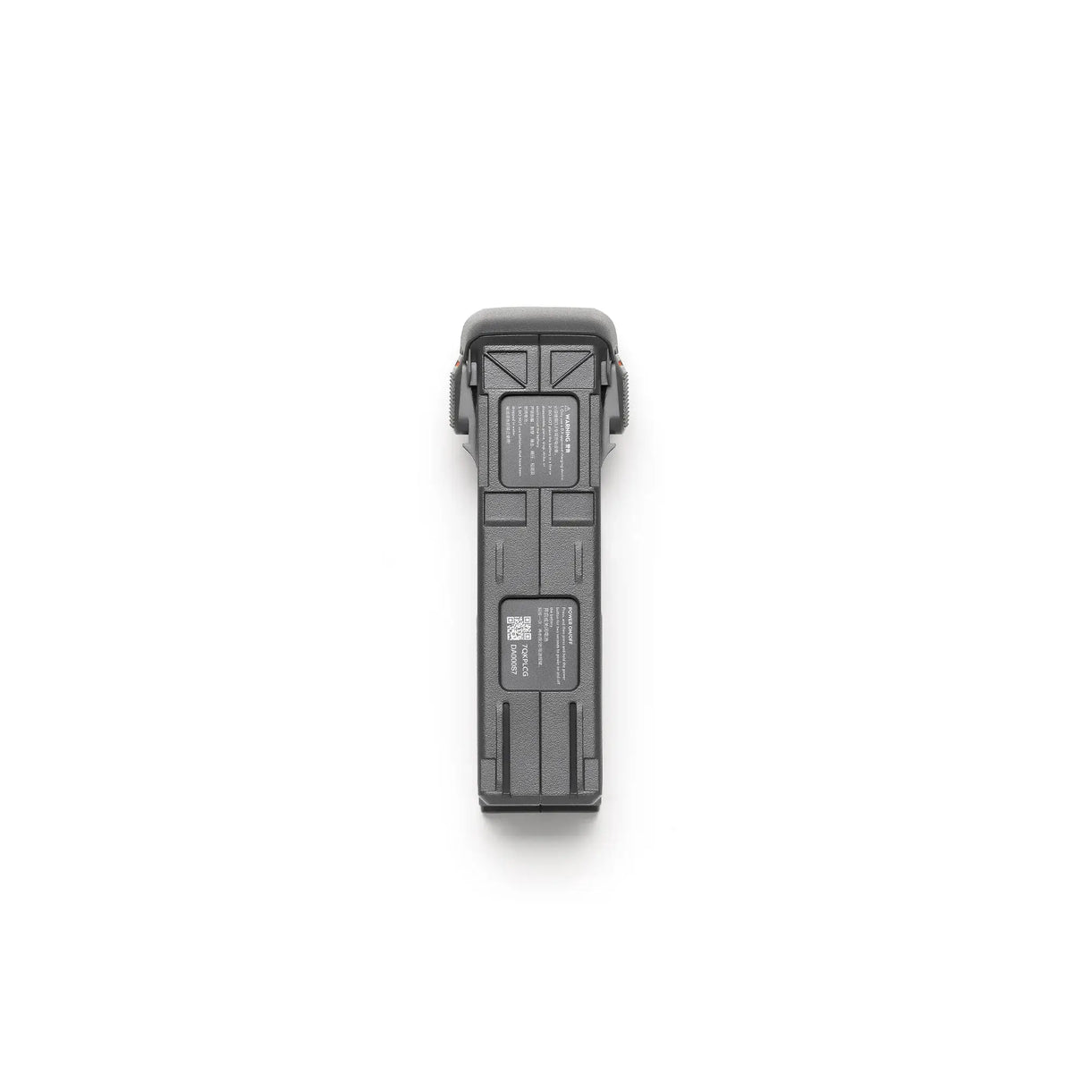 Birds-eye label view of Avata 2 intelligent flight battery laying flat on a white background
