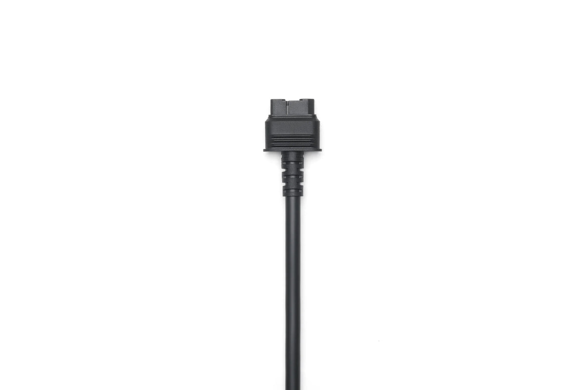 Power charging cable black head end on a white background