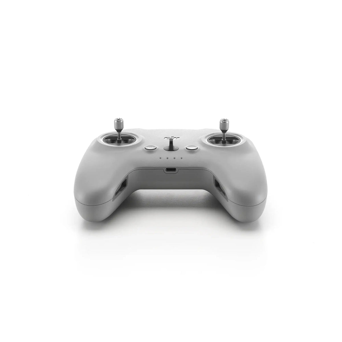 Grey FPV remote control front top-down view on a white background