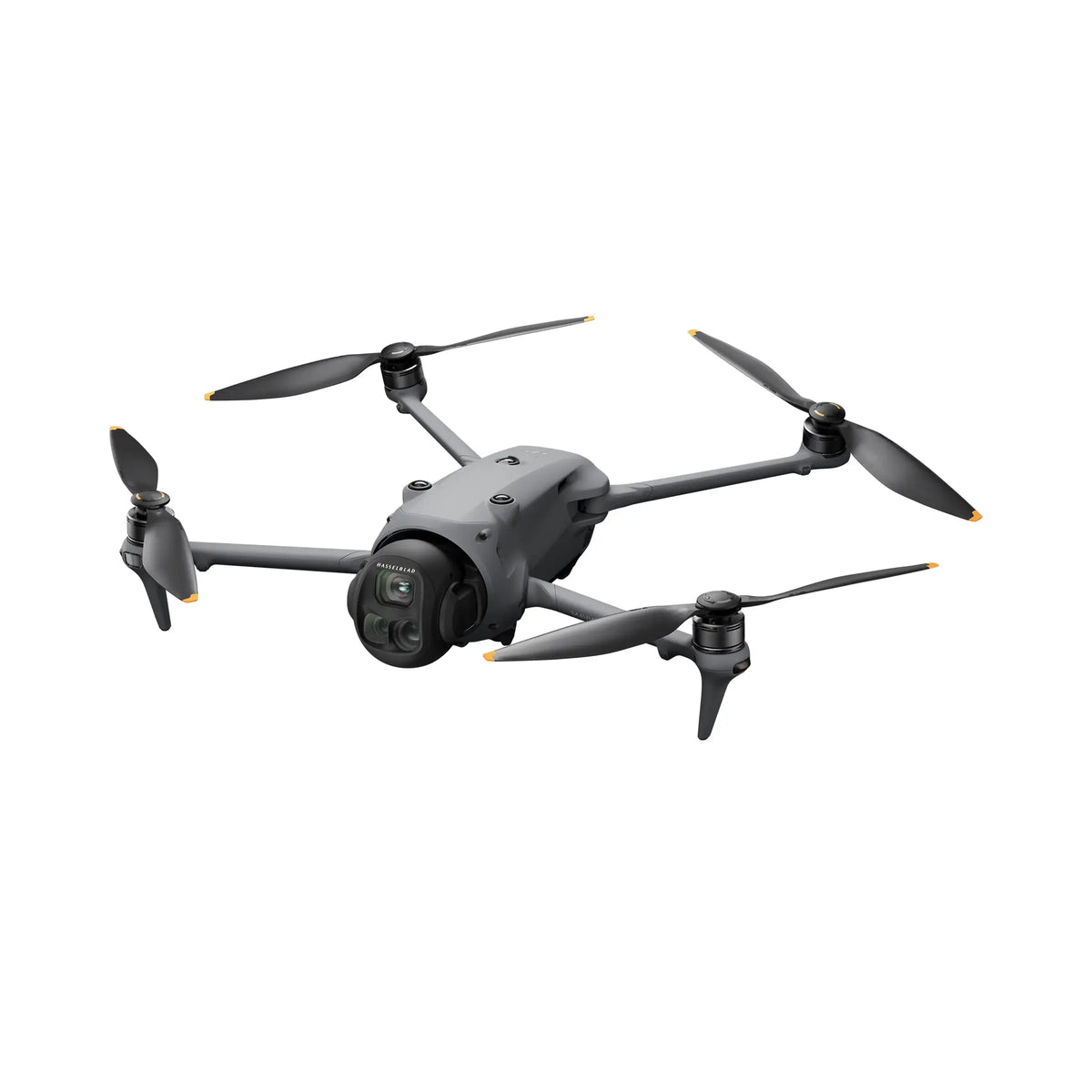 A Mavic 4 Pro grey drone unfolded shown at 45-degree front left view on a white background