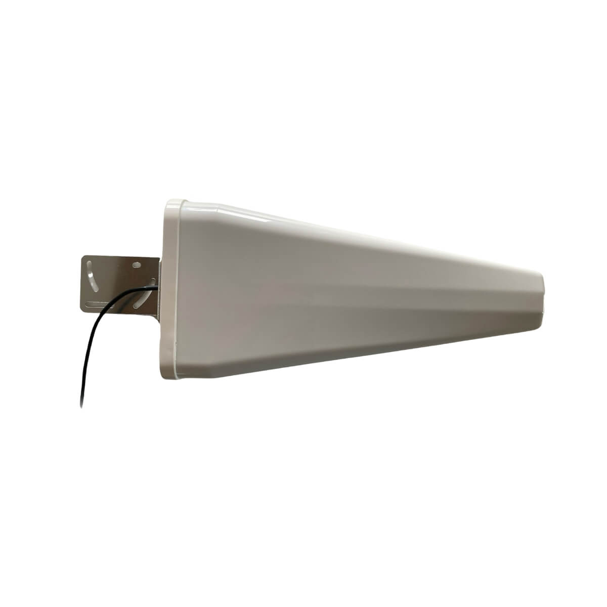 White directional antenna on a white background