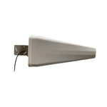 White directional antenna on a white background