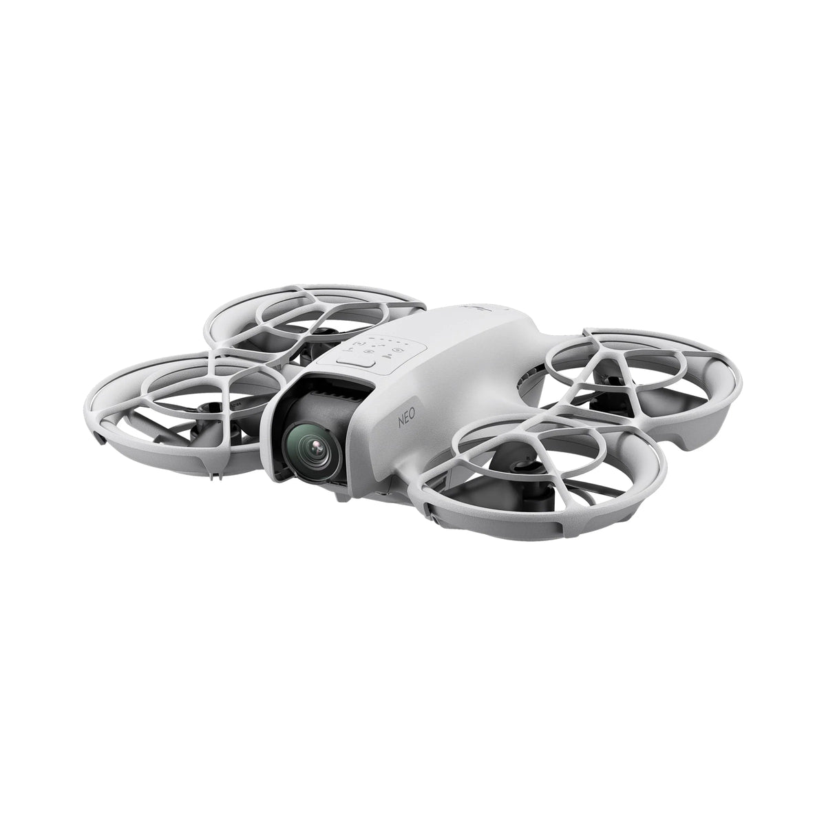 A DJI Neo drone shown at 45-degree front left view on a white background
