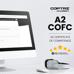 Computer monitor with a website on screen, COFC A2 Certificate of Competence text and five-star review logo.