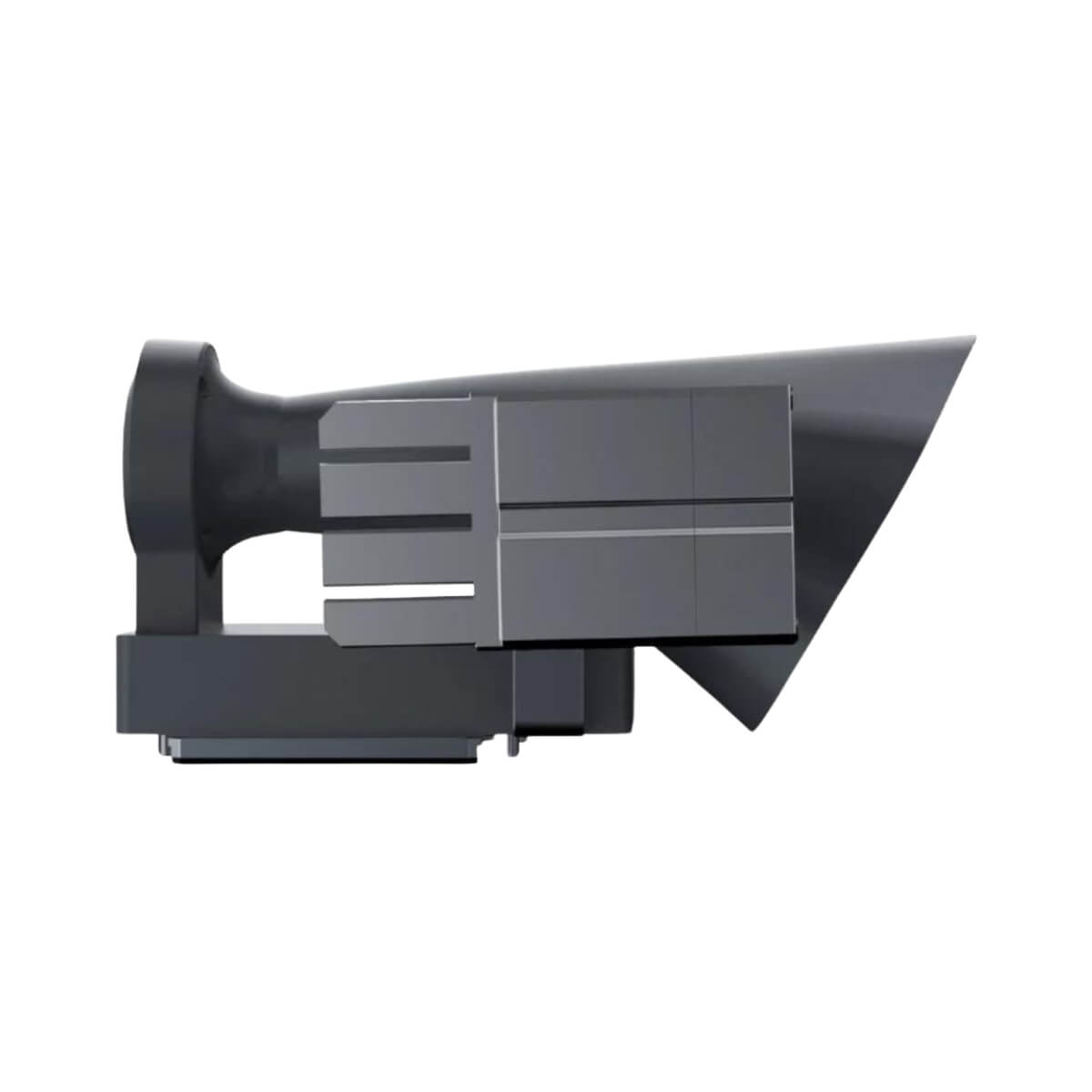 Grey speaker and searchlight from side view on a white background