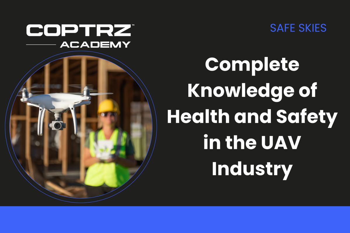 Coptrz Academy banner for online course about gaining complete knowledge of health and safety in the UAV industry