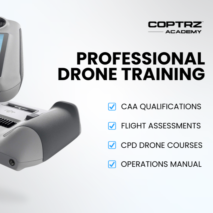 Coptrz Academy professional drone training header text with list of inclusions on our portal