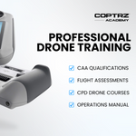 Coptrz Academy professional drone training header text with list of inclusions on our portal