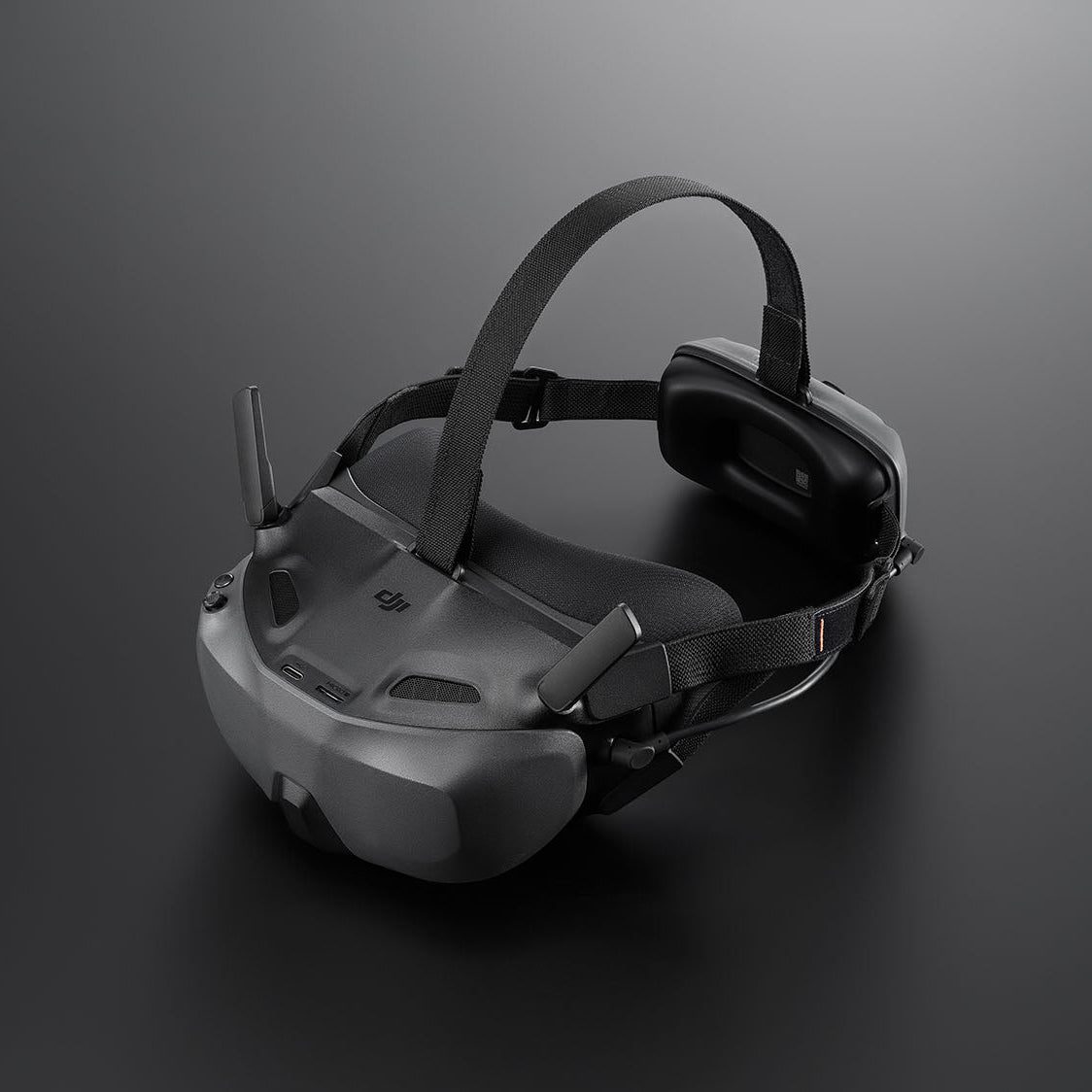 DJI Goggles N3 with top headband 45 degree front product shot on dark background