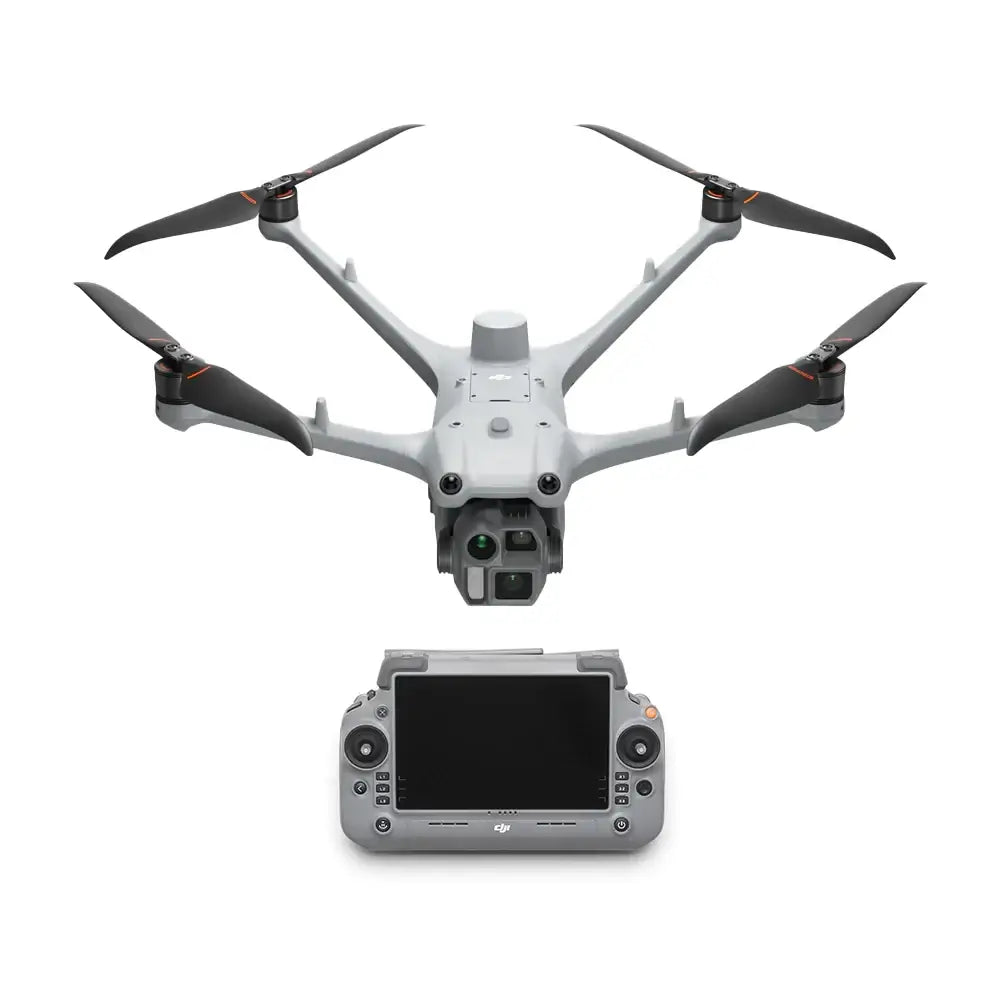DJI Matrice 4D drone with remote controller front view on a white background