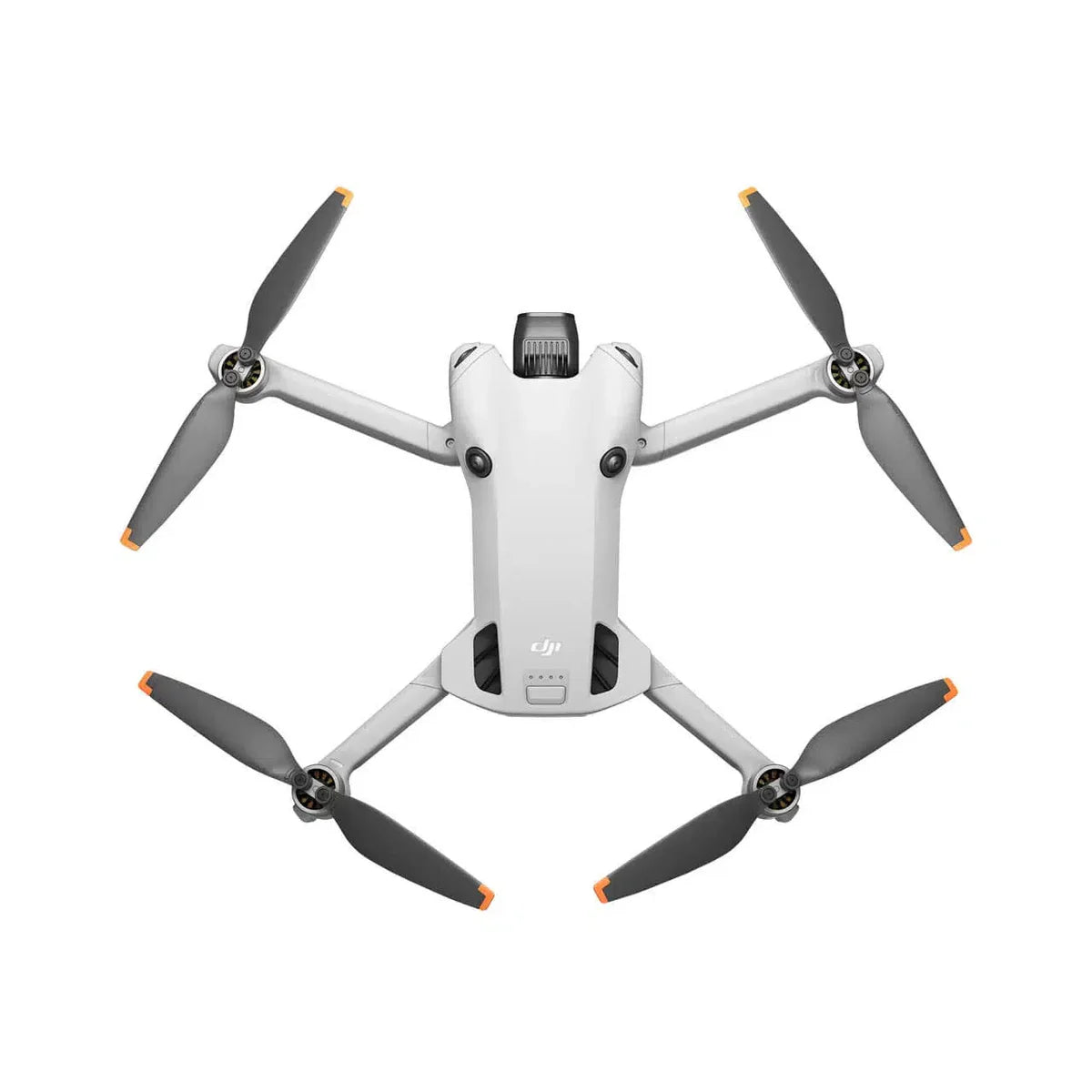 Mini 4 Pro drone unfolded shown at birds-eye view on a white background