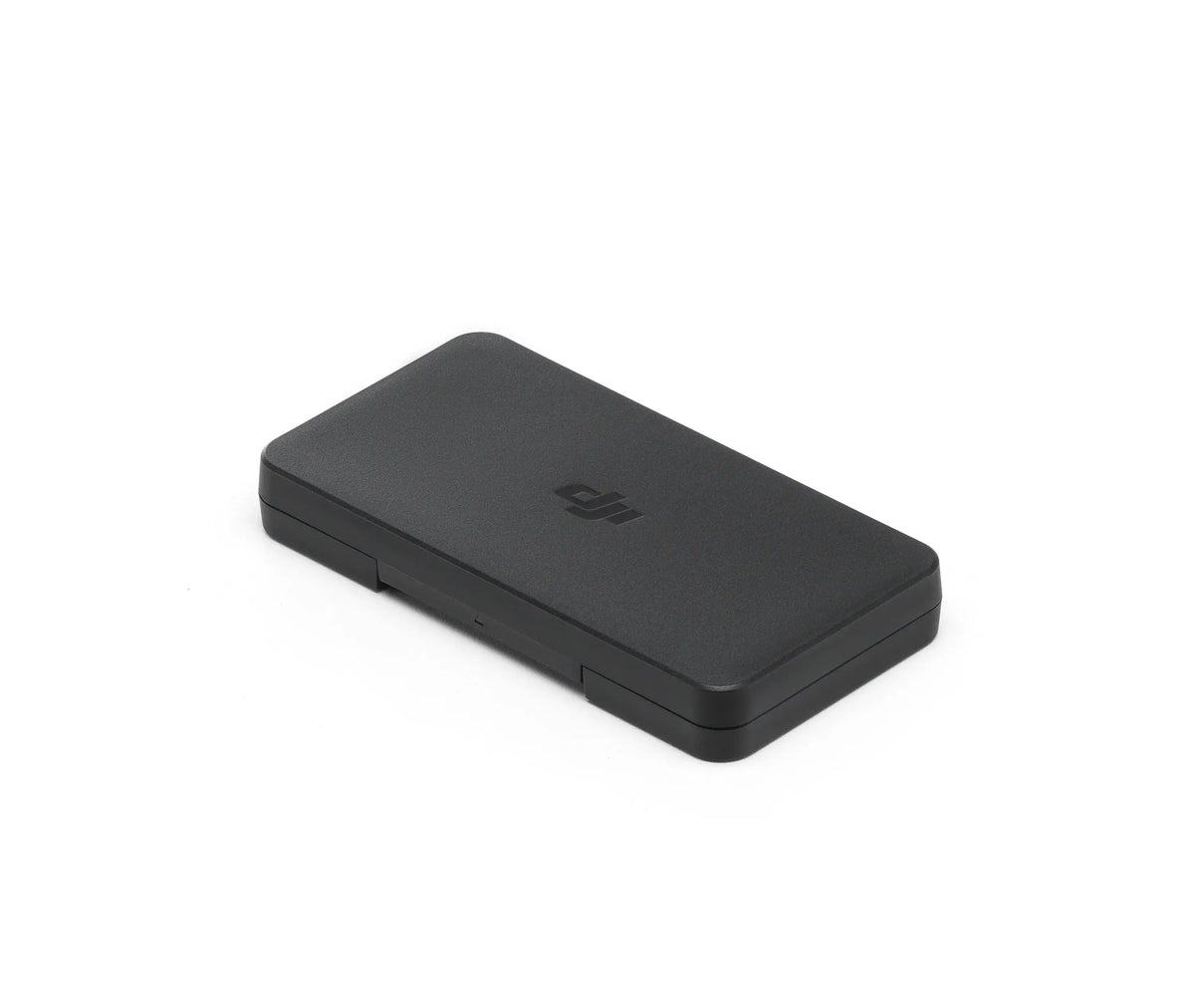 Closed black ND filter case shown at 45-degree top-down right view on a white background