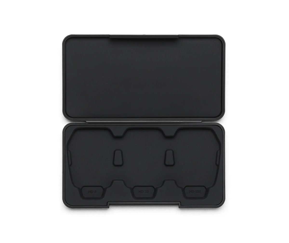 Open black ND filter case shown at birds-eye view on a white background