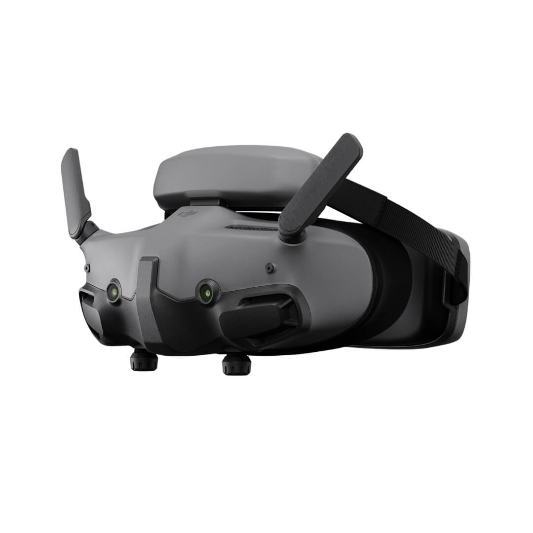 Front left-side 45 degree angle of dji fpv goggles 3 on a white background