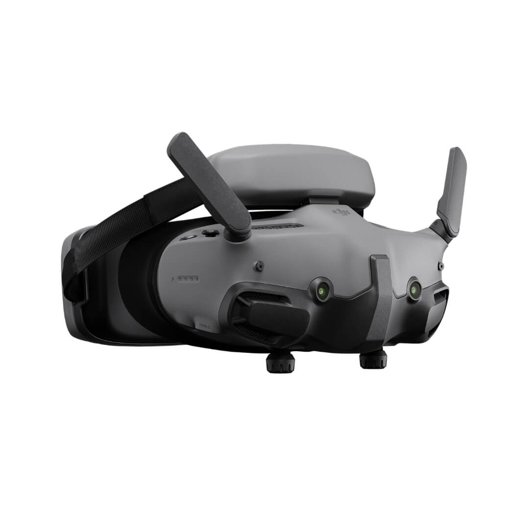 Front right-side 45 degree angle of dji fpv goggles 3 on a white background
