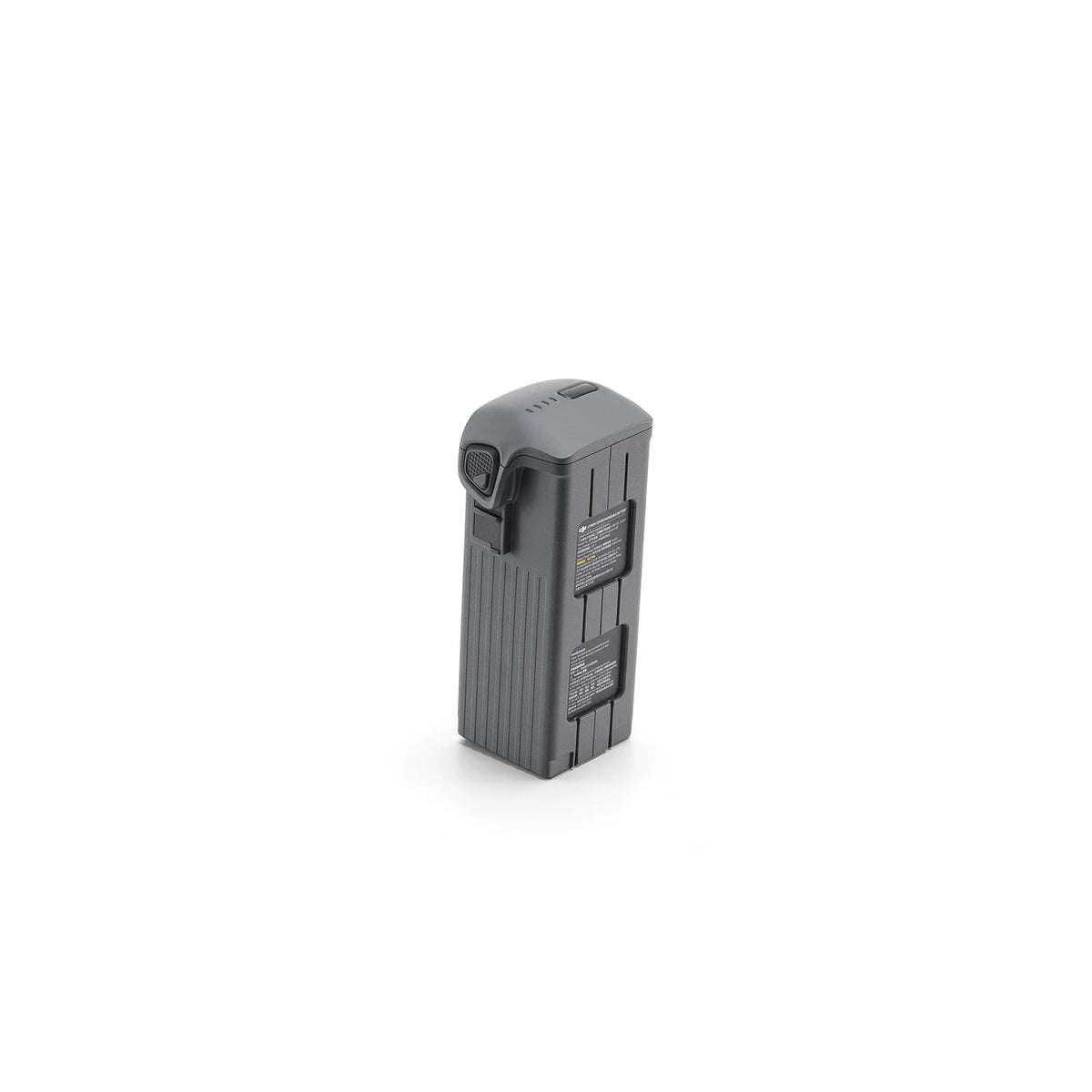 A DJI Mavic 4 Pro grey battery standing upright shown at rear left view on a white background