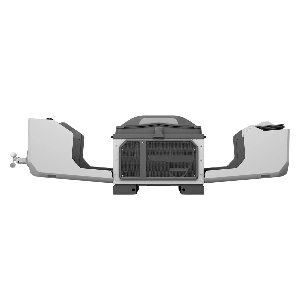 An open white DJI Dock 3 station shown at front view