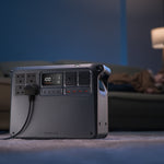 Portable Power 2000 station on a carpet with a blurred room background