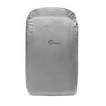 Grey backpack rain cover with Lowepro logo on a white background