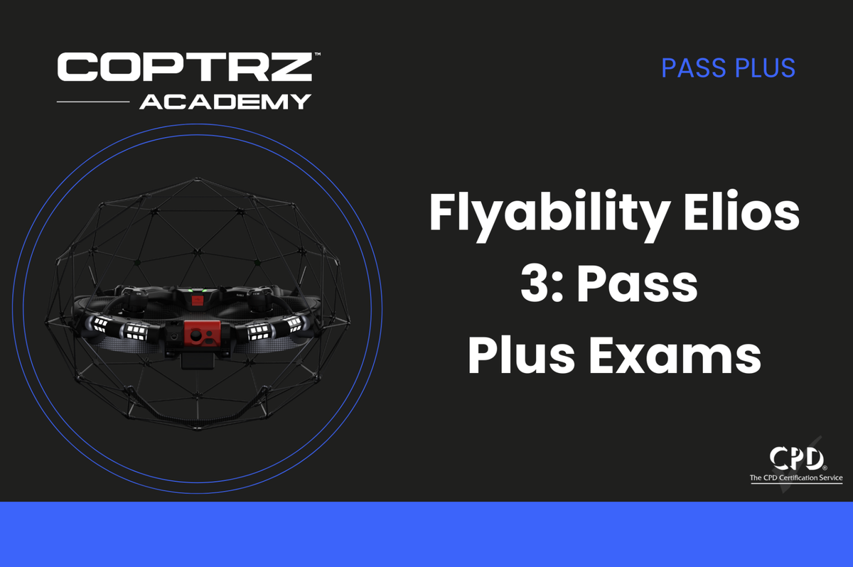 Coptrz Academy banner for Flyability Elios 3 Pass Plus Exam