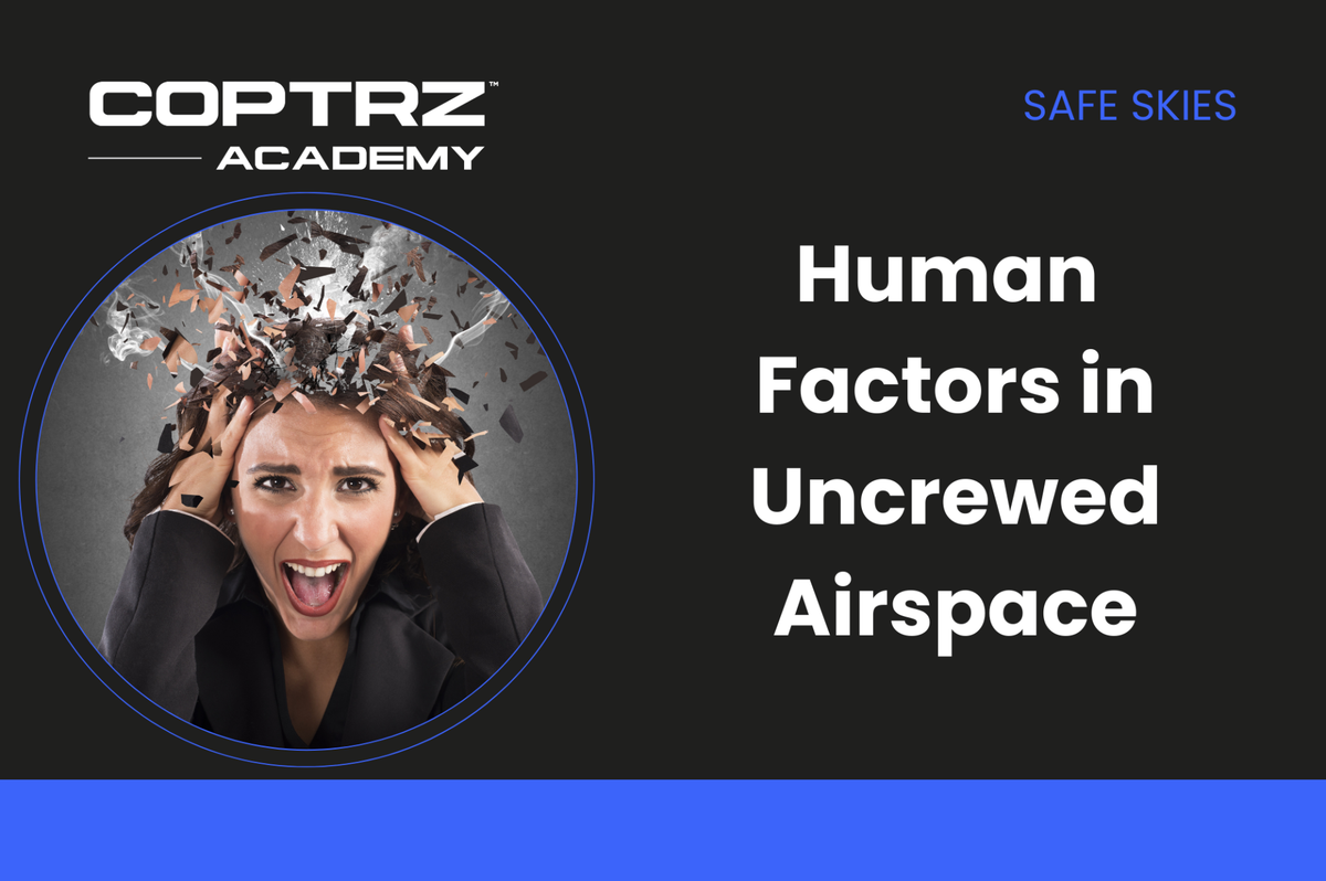 Coptrz Academy banner for online course on the topic of human factors in uncrewed airspace