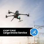 Enterprise drone flying with Coptrz Large Drone Service branding