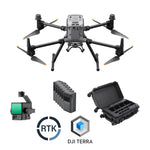 DJI Matrice 350 L2 surveying combo kit with payload, batteries, case, RTK license and Terra software on white background