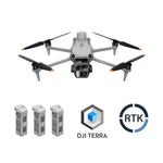 DJI Matrice 4E surveying combo kit with batteries, RTK license and Terra software on white background