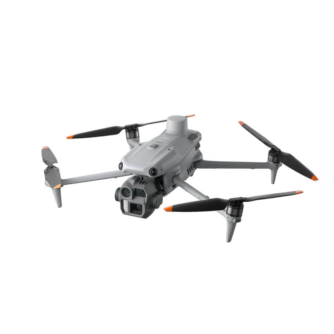 DJI Matrice 4E enterprise drone 45-degree left front view product shot on white background