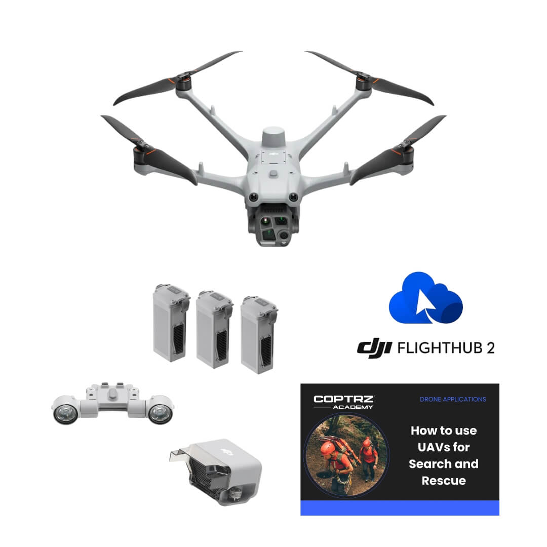 Matrice 4TD drone Public Safety combo with batteries, AL1 spotlight, AS1 speaker, online course and FlightHub 2 software