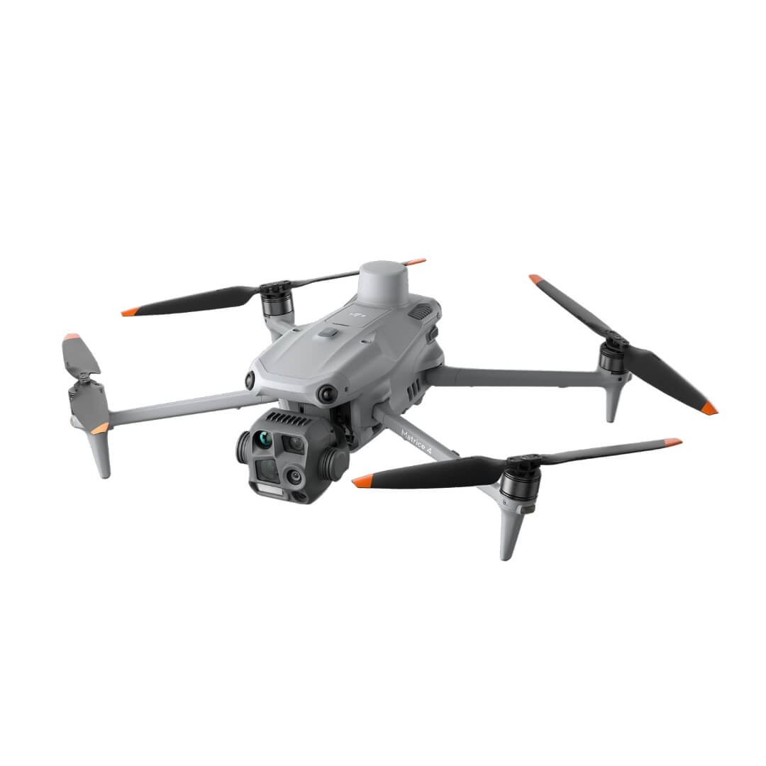 DJI Matrice 4T thermal grey drone unfolded shown at 45-degree front left view on a white background