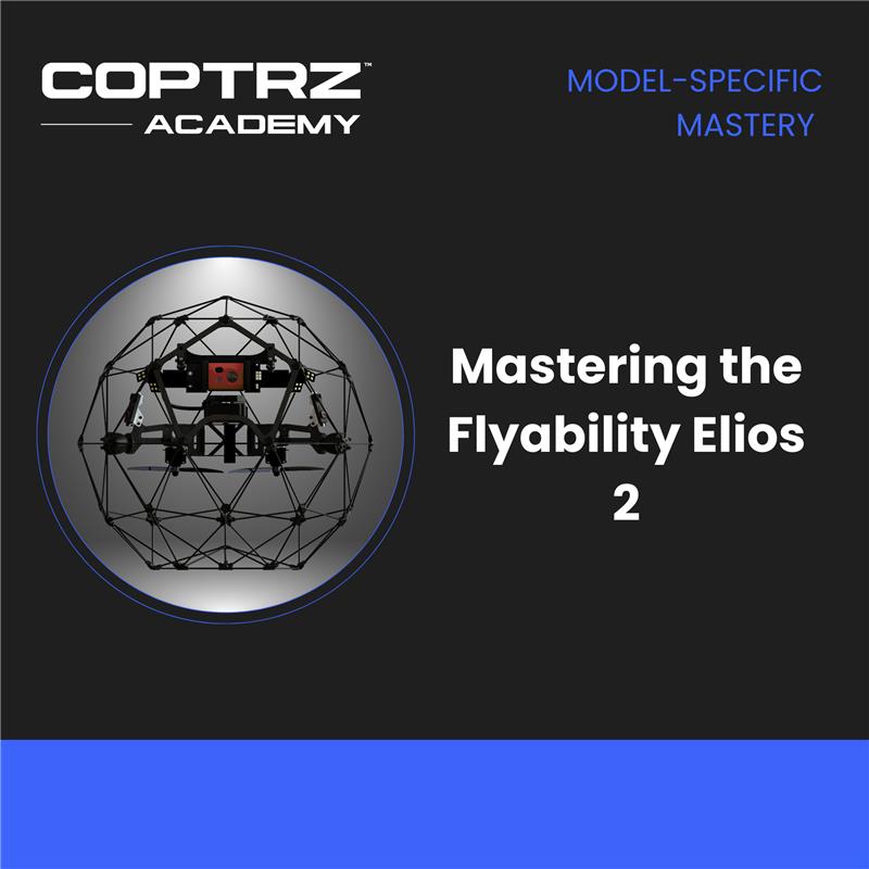 Coptrz Academy advertisement for 'Mastering The Flyability Elios 2' online training course