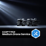 Two enterprise drones on a dark background with Coptrz Medium Drone Service branding
