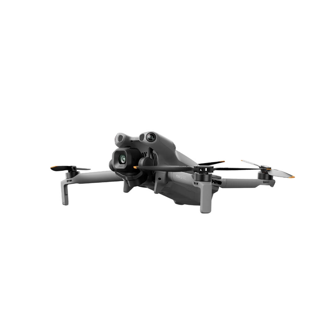 Mini 5 Pro drone on front bottom up left view angle on a white background