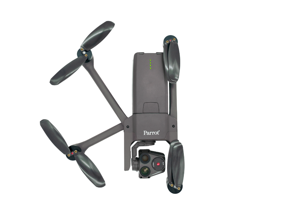 Parrot ANAFI USA half folded birds-eye view product shot