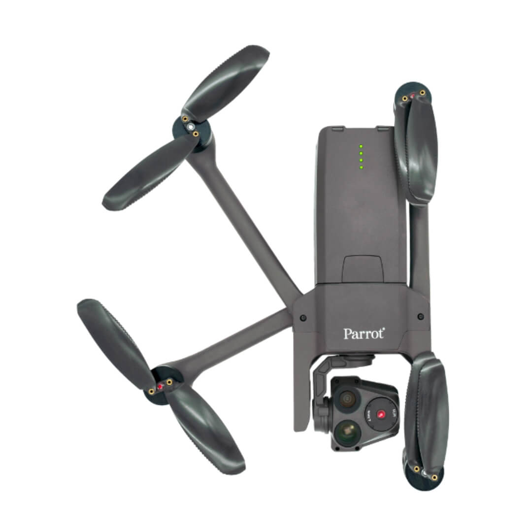 Parrot drone with propellers on a white background