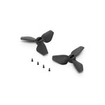 Two black Neo propellers with screws shown at a 45-degree front left view on a white background