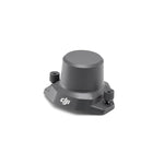 Black DJI RTK module shown at 45-degree front left view on a white background