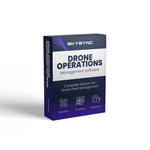 SkySync drone operations management software packaging with drop shadow against a white background