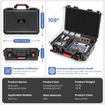 Black waterproof case with measurement details and product specifications.