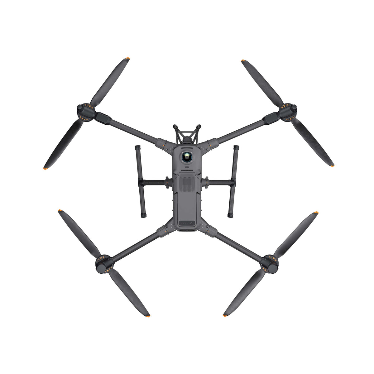 DJI Matrice 400 enterprise drone top-down birds-eye view on white background