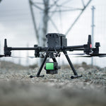 DJI Zenmuse L2 payload on Matrice enterprise drone on the ground with cloudy background