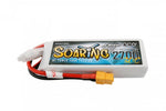 A Gens Ace Soaring 3S 2700mAh 30C LiPo battery with an XT60 connector, predominantly white in colour with some red wiring and a yellow connector on a white background
