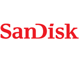 SanDisk logo in red on a white background