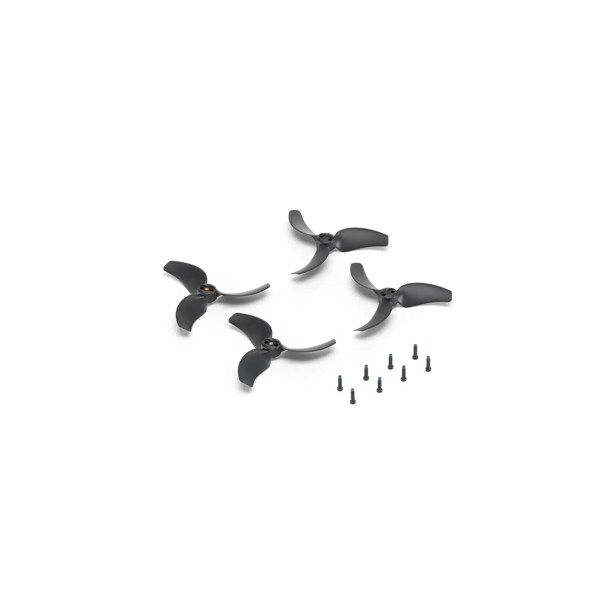 Four black propellers with screws shown at 45-degree front right view on a white background