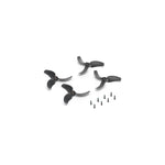 Four black propellers with screws shown at 45-degree front right view on a white background