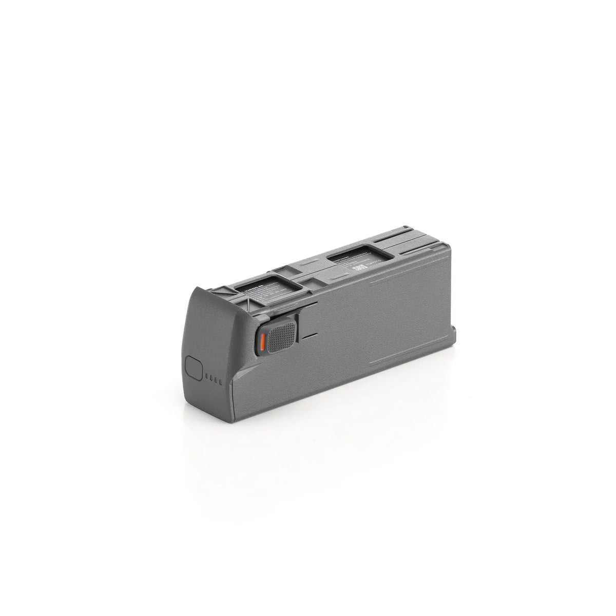 Top 45 degree left-side angle of Avata 2 intelligent flight battery laying flat on a white background
