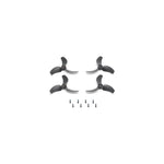 Four black propellers with screws shown at bottom-down front left view on a white background